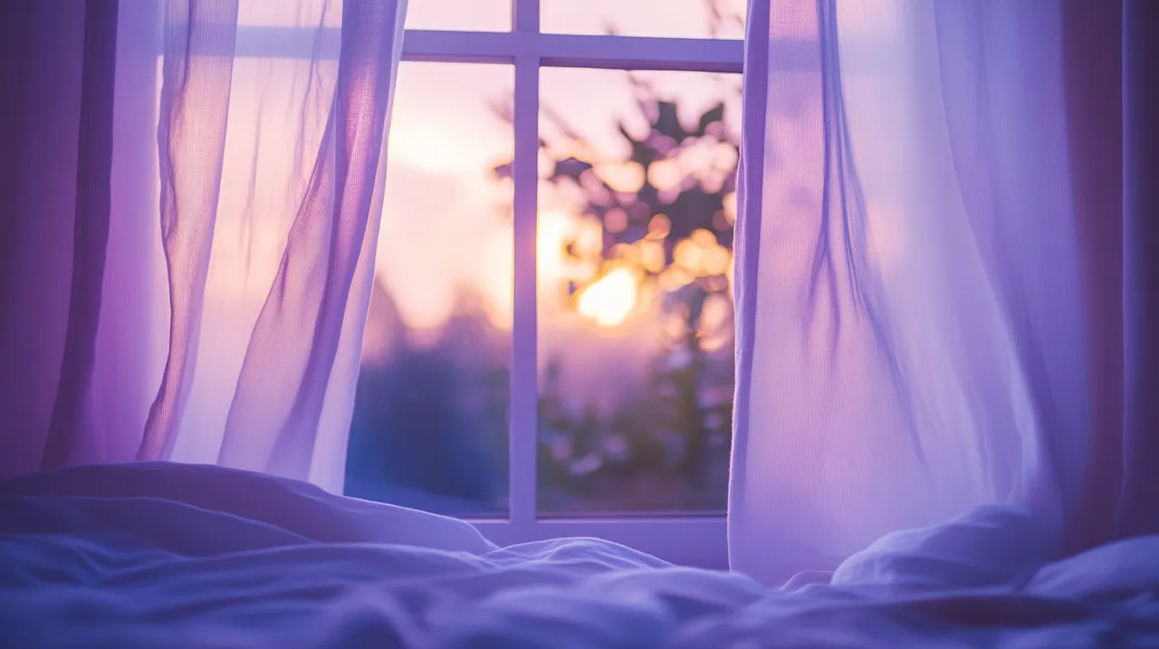 Soft curtains billowing in an open window at sunset — a fresh start for your home in The Hague