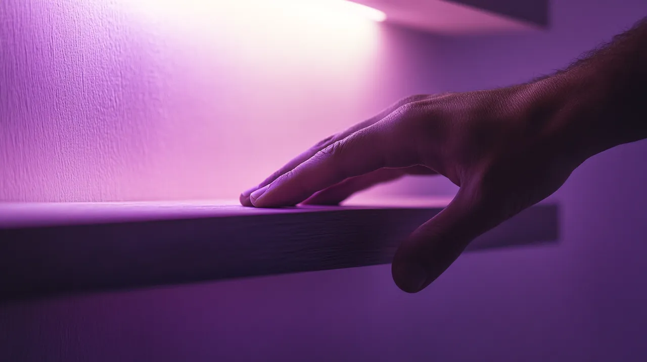 Hand gliding across a smooth wooden surface after furniture pickup service